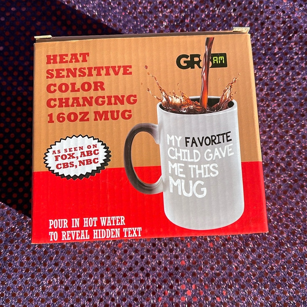 Heat sensitive, novelty mug, color changing.